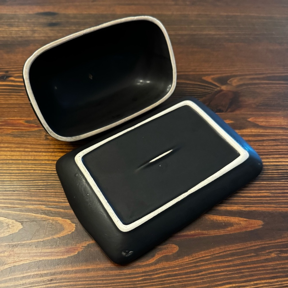Black Stoneware Butter Dish - Picture 4 of 4